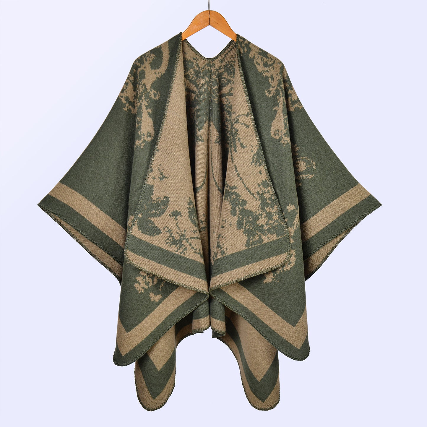 Hot-selling women's retro big shawl scarf autumn and winter retro big butterfly jacquard split-ended warm cloak live stream