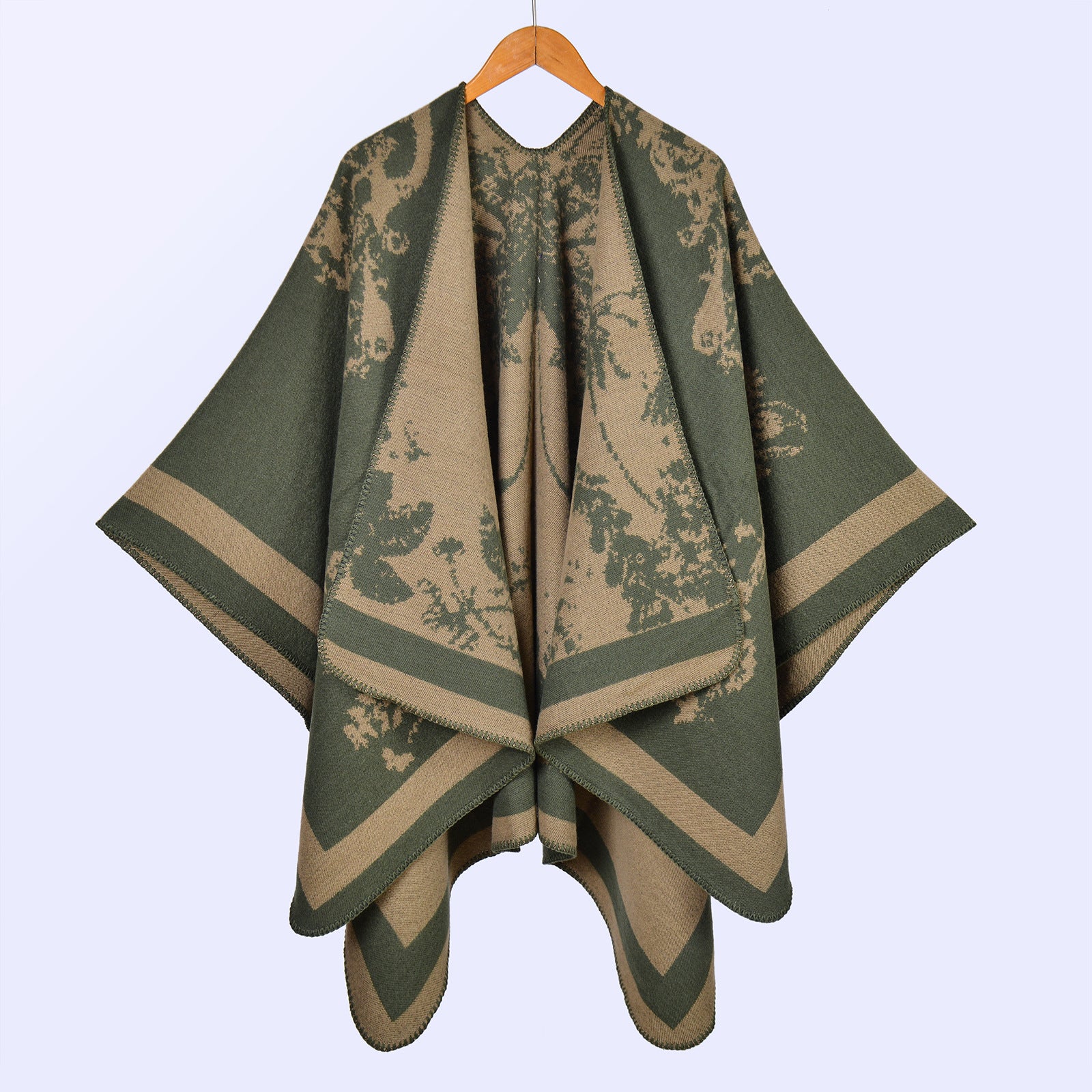 Hot-selling women's retro big shawl scarf autumn and winter retro big butterfly jacquard split-ended warm cloak live stream