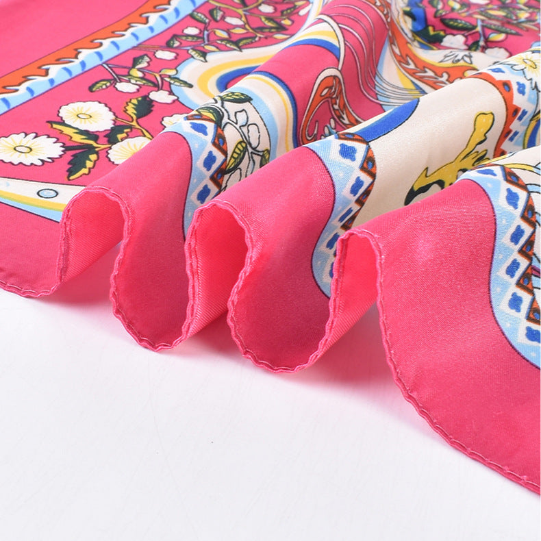 Summer new fashionable versatile natural pattern printing 90-color square scarf silk scarf headscarf