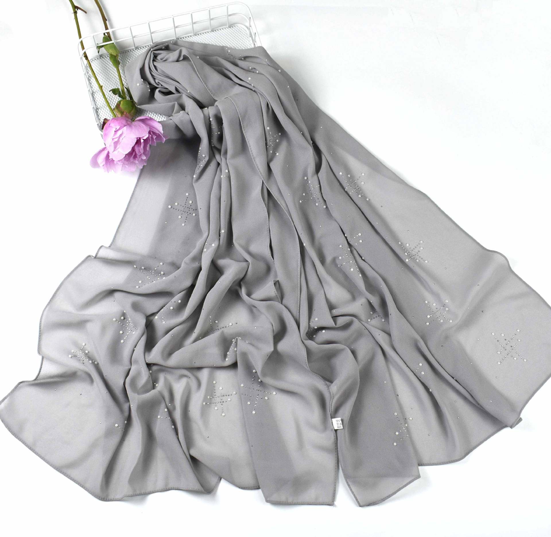 New pearl chiffon scarf, ceramic hot diamond  scarf, Malaysian hijab Middle East headscarf