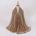 New solid color pearl chiffon flower fringed scarf  scarf Middle East headscarf hijab Malay long scarf