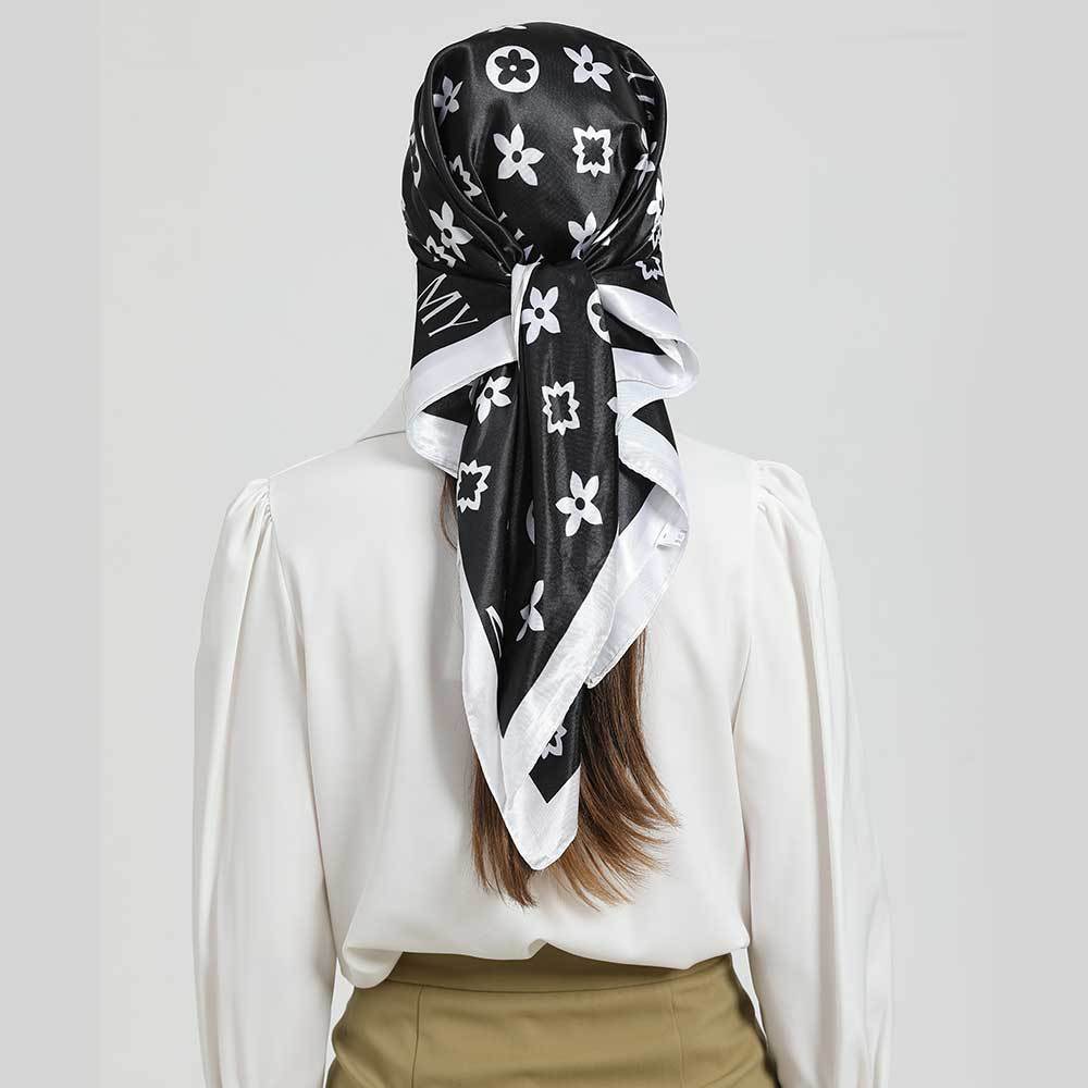 Indonesian, Malay women's head scarf, imitation silk and satin 90cm large square scarf, outer scarf