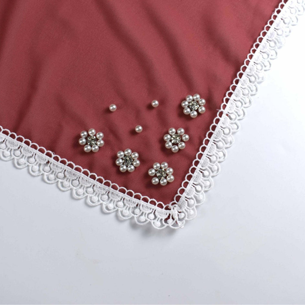 Monochrome pearl chiffon square scarf ins small flower silk scarf Middle East Africa hijab