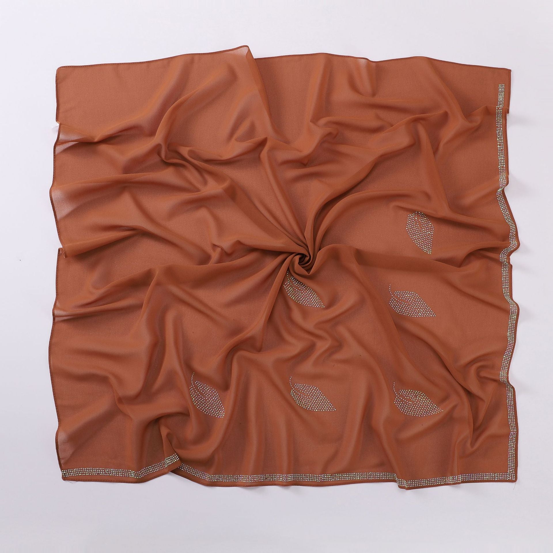 New Pearl Chiffon High Quality Middle East Hot Diamond Square Scarf 90 × 90cm Headscarf