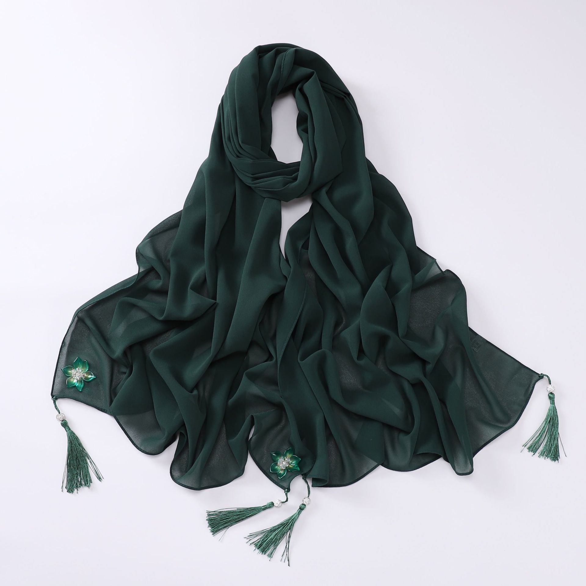 newdiamond tassel monochrome pearl chiffon  women's head scarf hijab