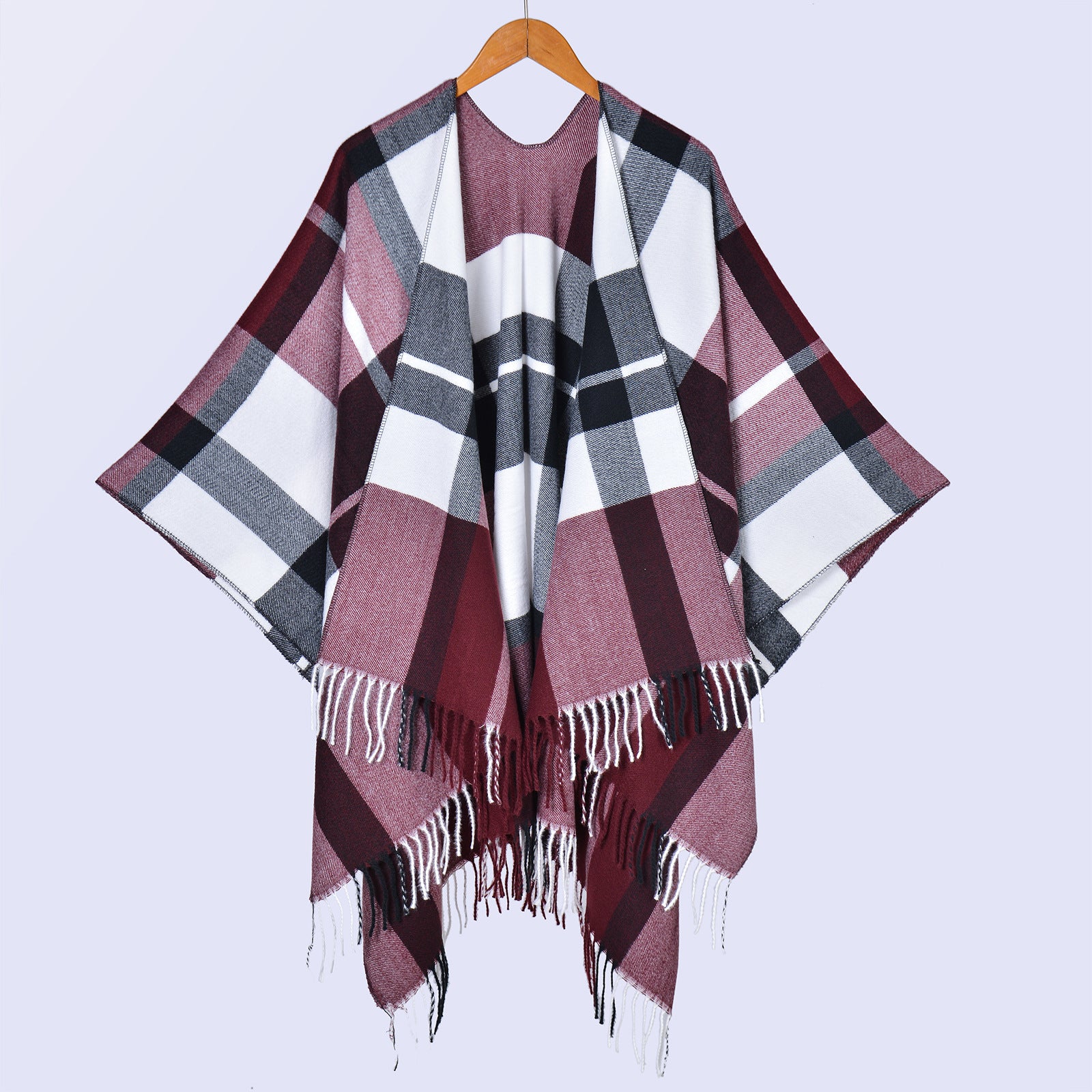 plaid fringed shawl men's and women's autumn and winter classic split-ended large shawl cape hot-selling