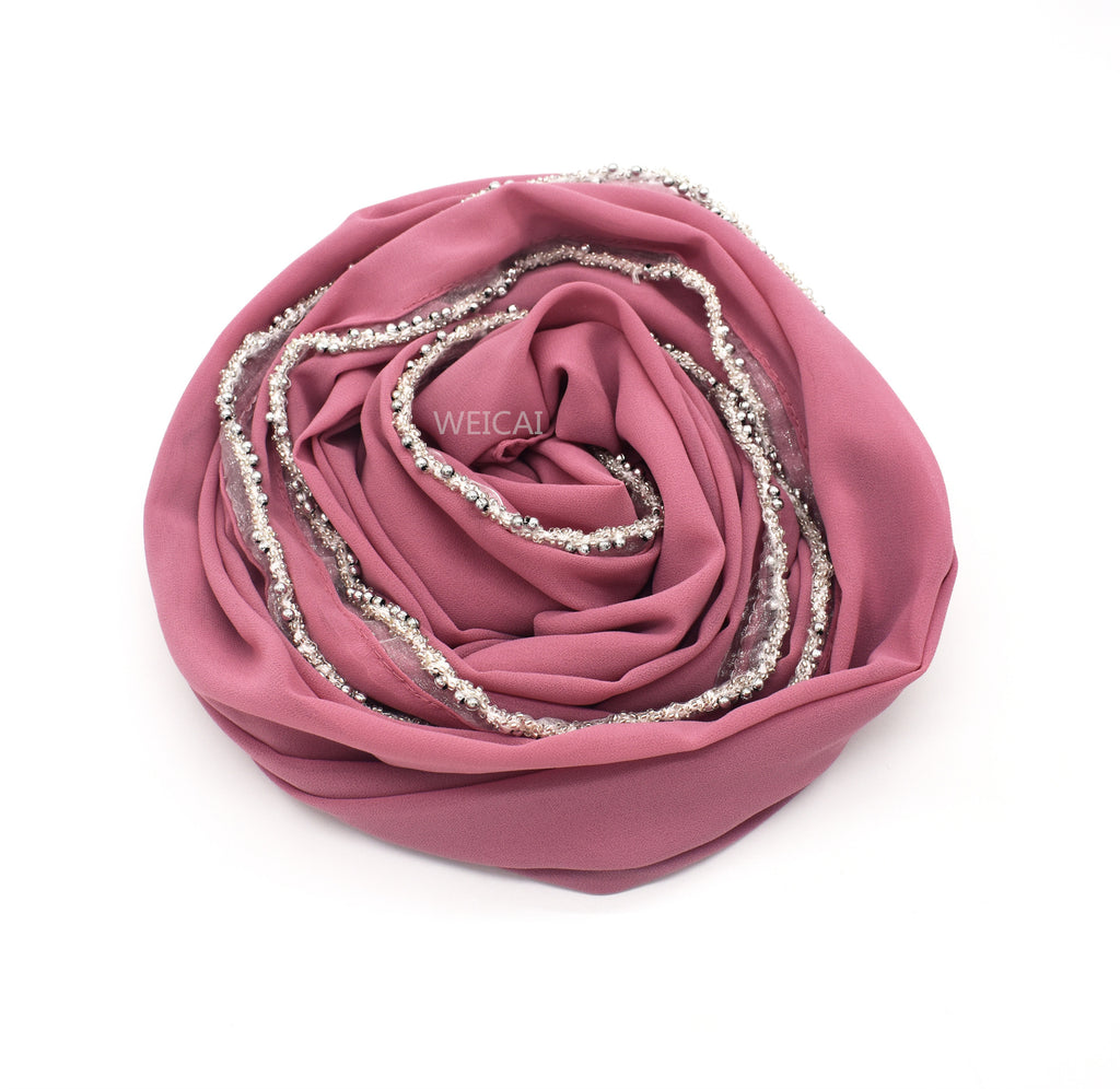 Bubble chiffon jewelry chain solid color chiffon scarf Malaysian headscarf hijab