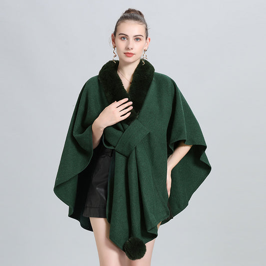 Hot autumn and winter new scarf shawl cape fur collar hairball knitted cardigan cape shawl 0962 #