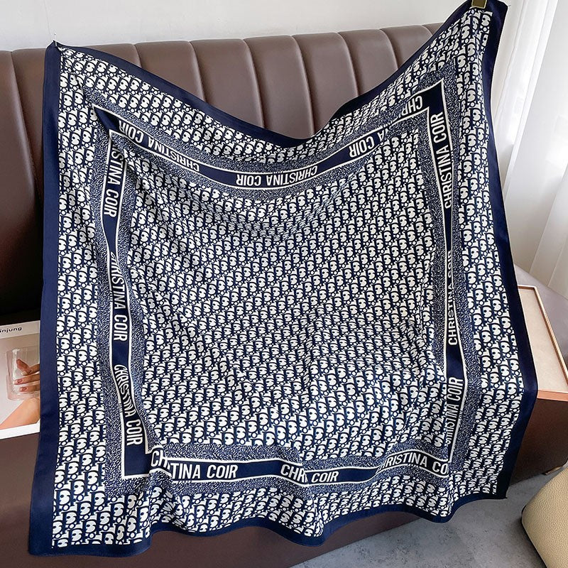 New square scarf, French retro silk scarf, women's twill silk scarf, neck cover, shawl printed scarf, weatherproof