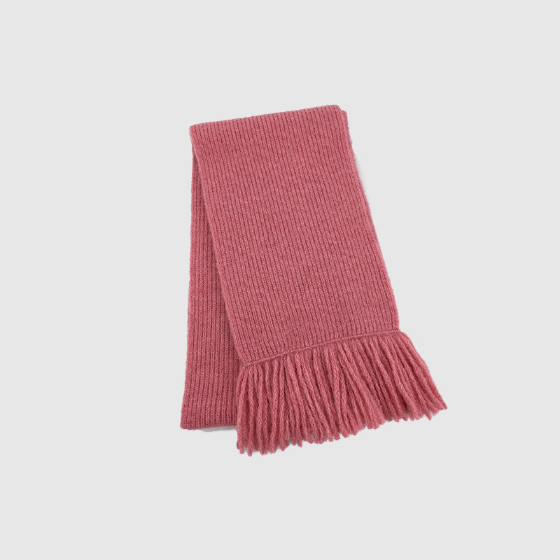 Korean designer hand-woven fringed 12-color solid-color knitted scarf women's winter atmosphere soft waxy scarf
