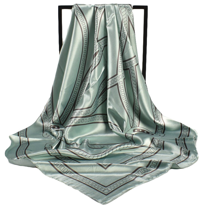 Spring New Fashion Stripe 90cm Generous Silk Scarf Women's Year