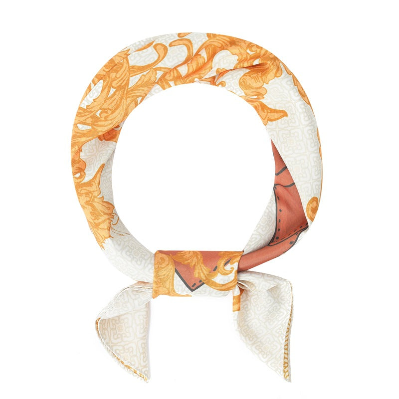 2025 new spring, summer and autumn thin headscarf double-sided printed silk scarf square scarf