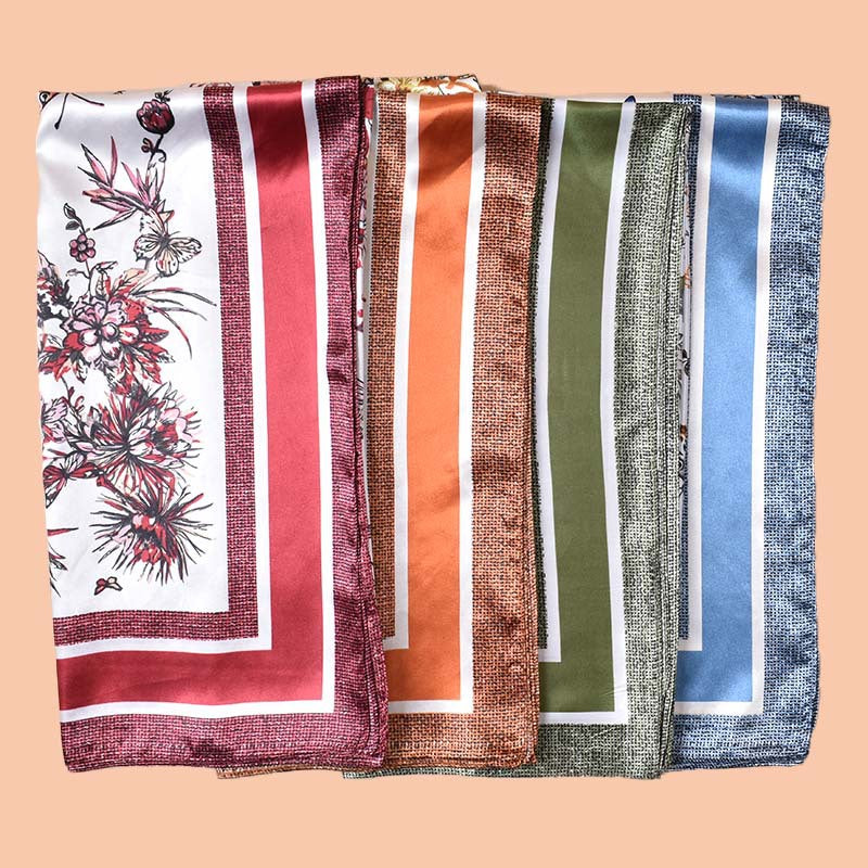 2025 Spring and Summer Butterfly Flying Printed Versatile Decorative Scarf Headscarf Silk Scarf 90 High Quality Satin Square Scarf