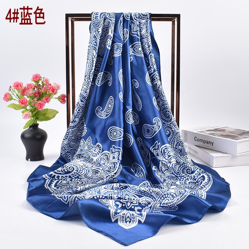 New European style fashion cashew flower pattern 90 satin large square scarf headscarf scarf