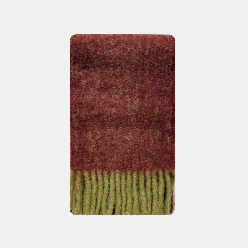 Alpaca wool blended tassel contrasting scarf women's autumn and winter Korean atmosphere scarf enlarged shawl