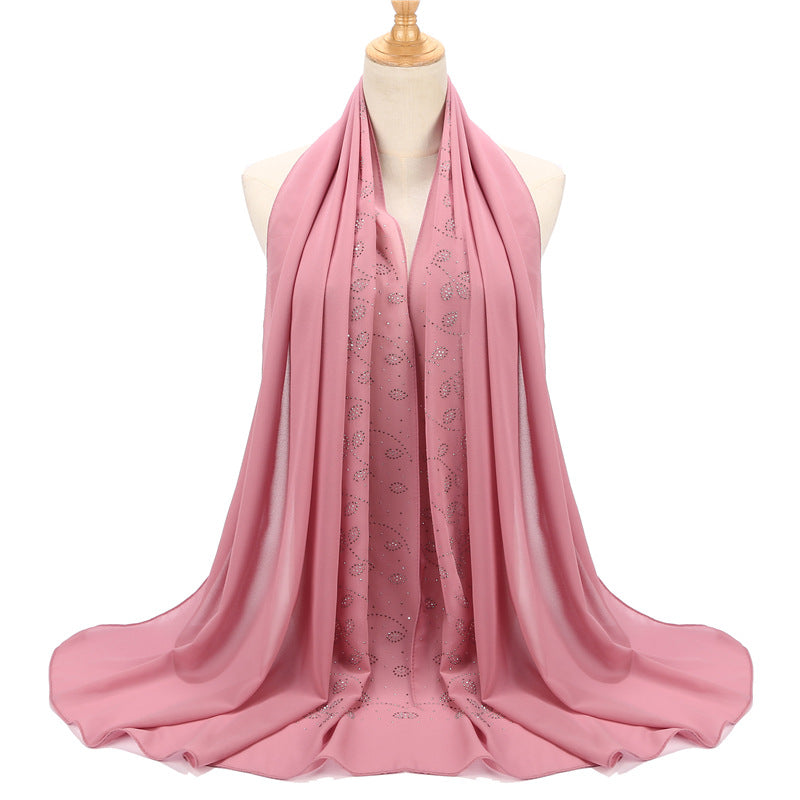 Solid color pearl chiffon hot diamond scarf Malay Indonesian headscarf  scarf Middle East headscarf