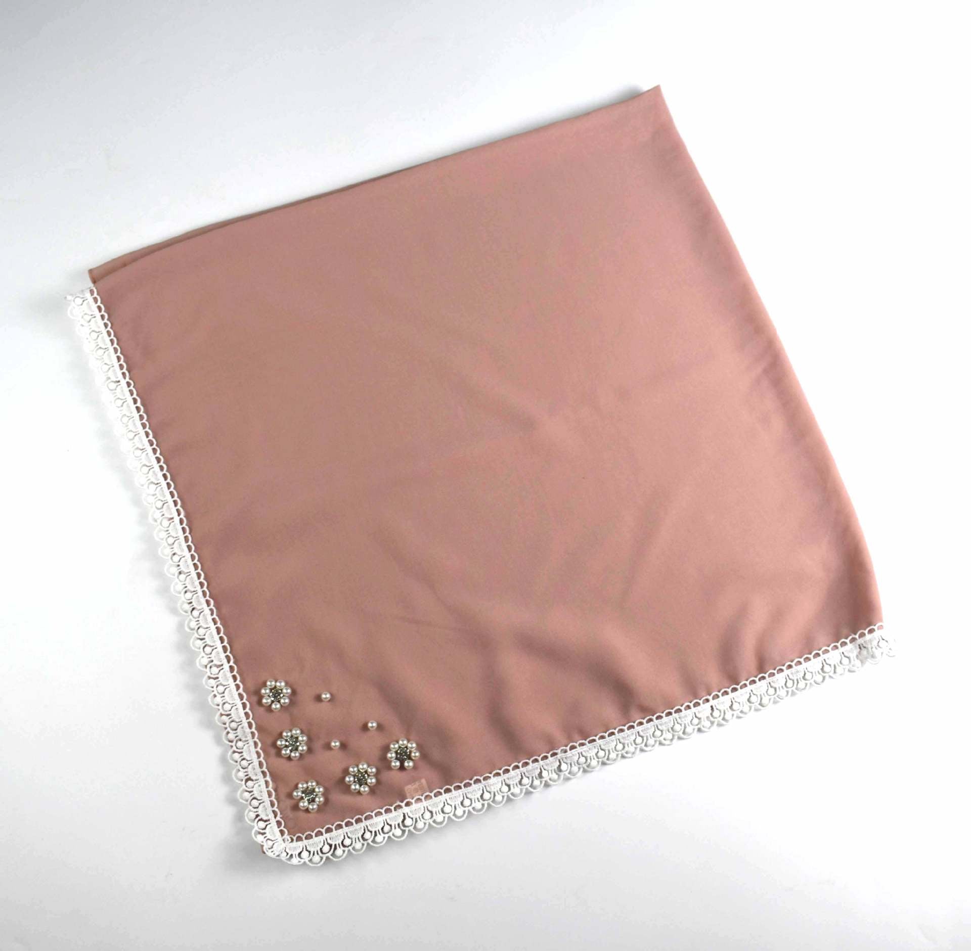 Monochrome pearl chiffon square scarf ins small flower silk scarf Middle East Africa hijab