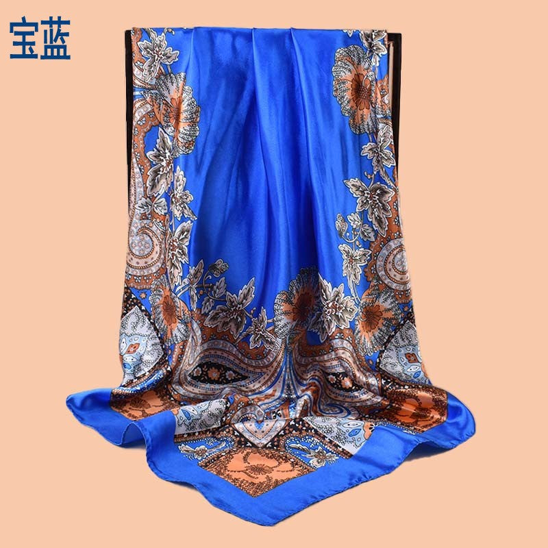 Spring new versatile big cashew 90cm square scarf silk scarf, classic retro printed scarf scarf