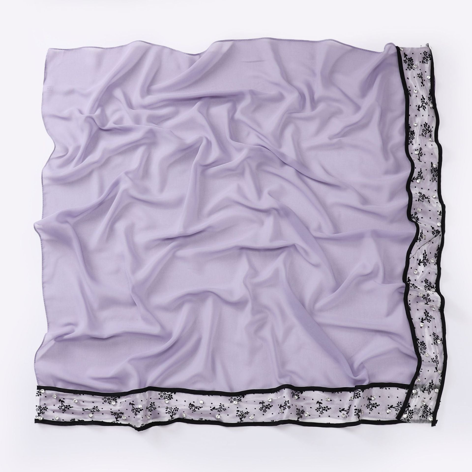 New pearl chiffon lace edge nail diamond square scarf headscarf Malaysian headscarf