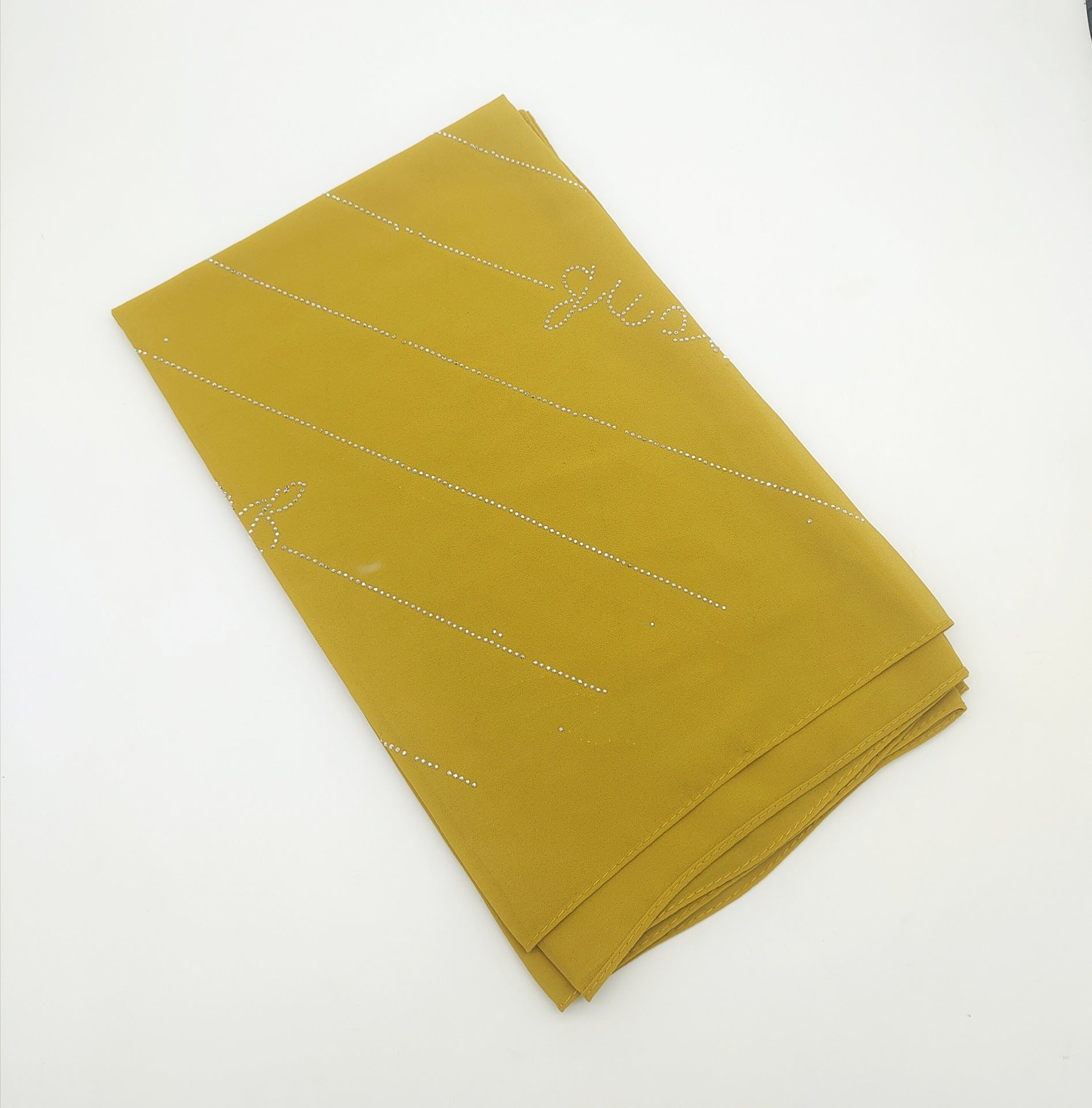 New Solid Color Pearl Chiffon Long Hot Diamond Alphabet Ethnic Scarf Women Shawl