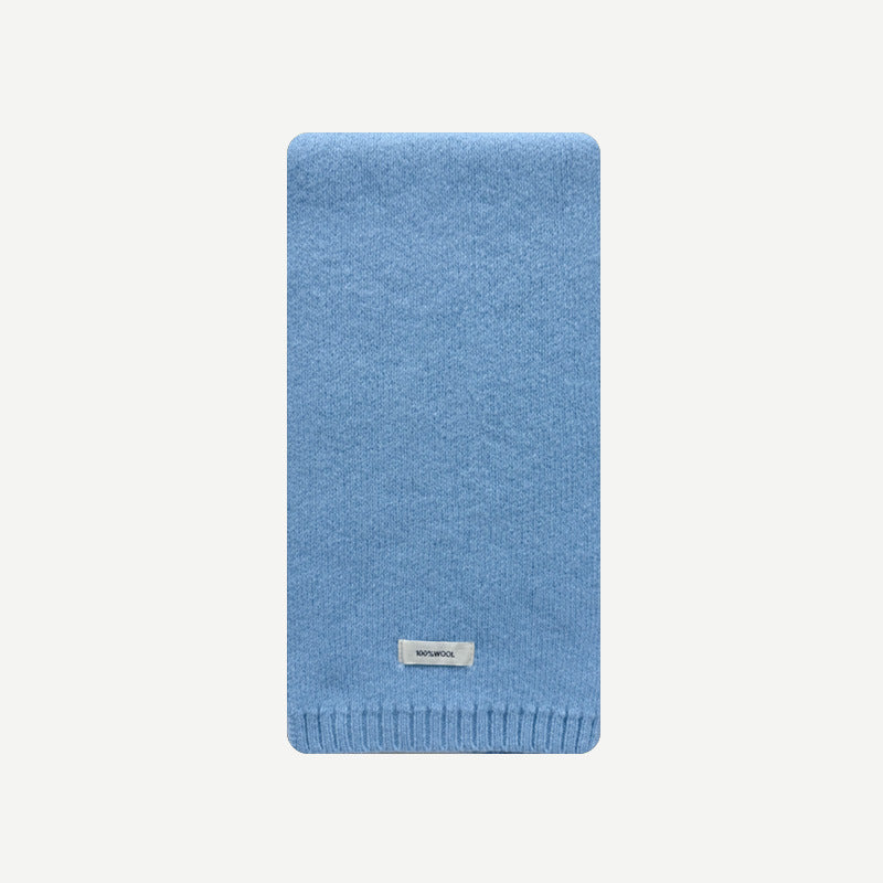 Selected Australian 100% pure wool scarf women's winter solid color soft warm knitted wool scarf Korean version ins