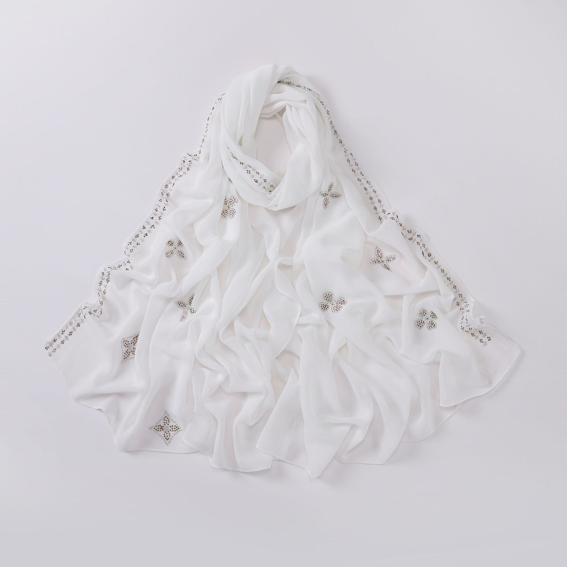 New pearl chiffon long towel boutique hot diamond yarn Middle East and Africa headscarf hijab