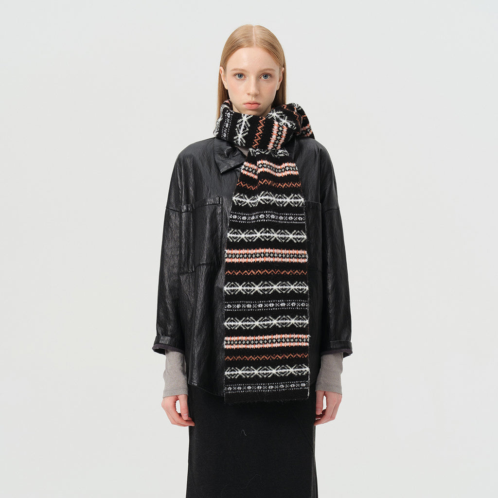 Fair Island retro jacquard wool blended scarf autumn and winter atmosphere Japanese soft scarf