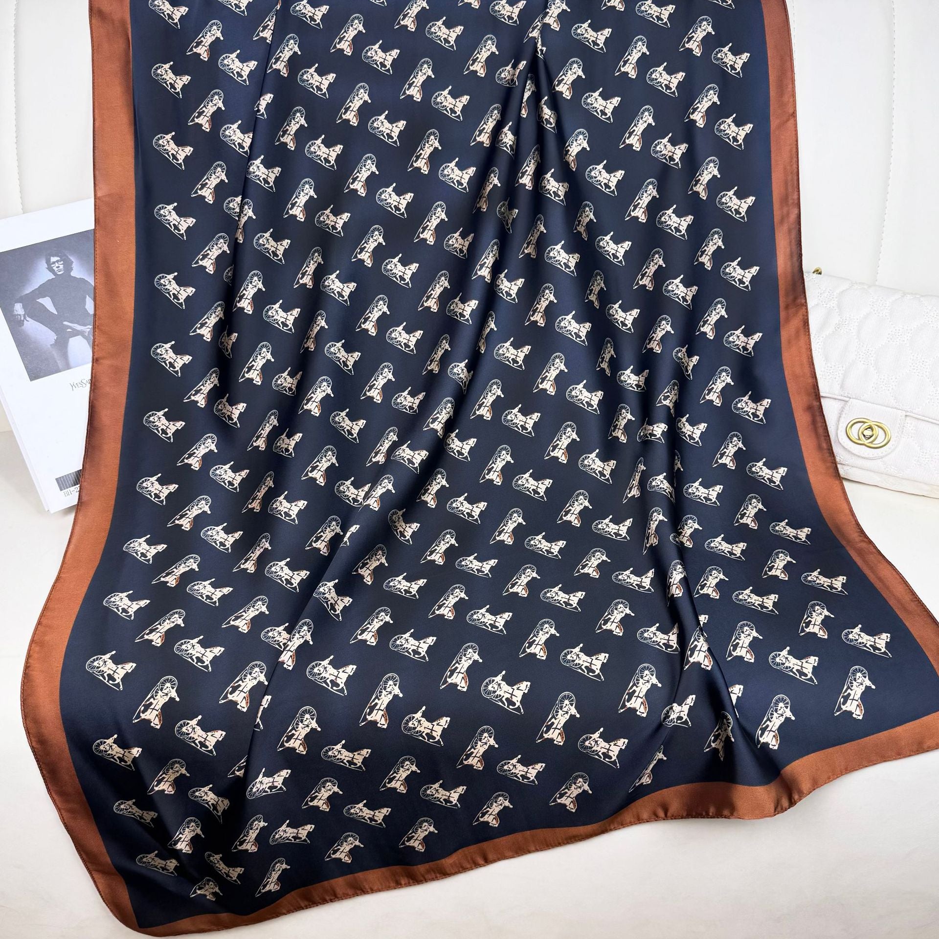 Fashion versatile Innesian women's head scarf, imitation silk thin travel and vacation shawl