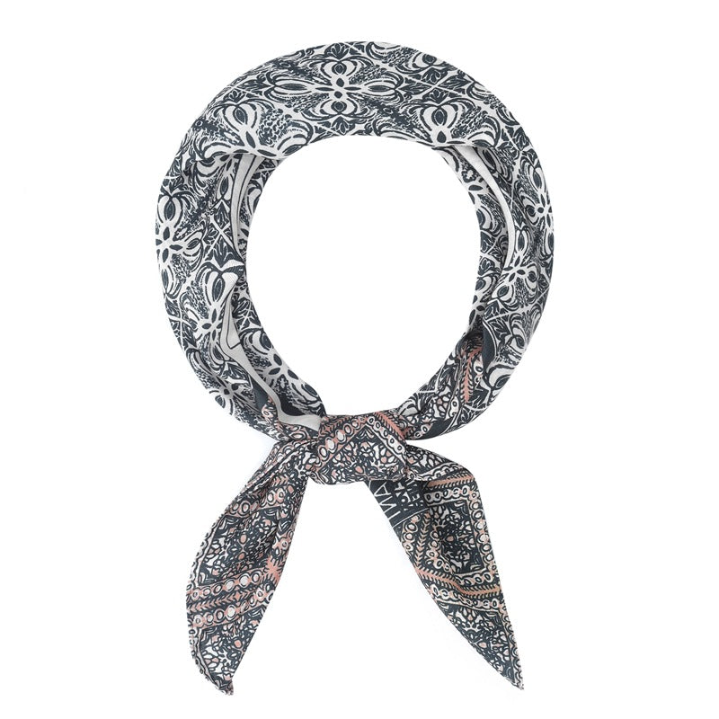 2025 new spring, summer and autumn thin headscarf double-sided printed silk scarf square scarf