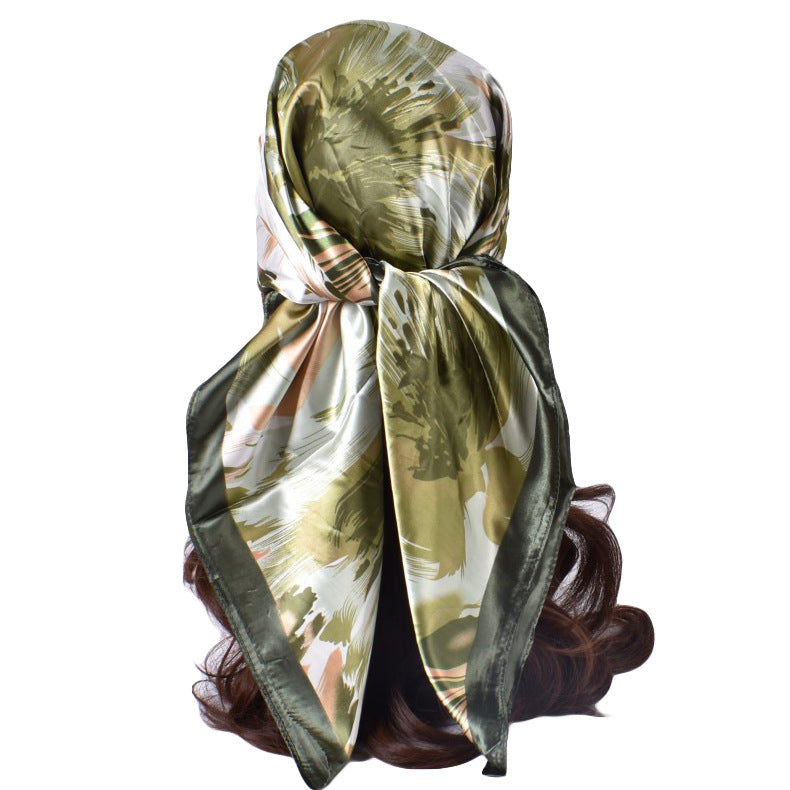 Fashion autumn and winter new 90-color diced imitation silk feather square silk scarf, scarf