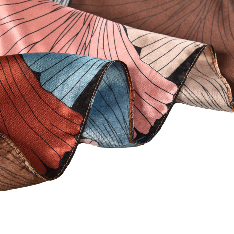 European and American fashion new simple 90cm-color diced leaf large square scarf silk scarf scarf