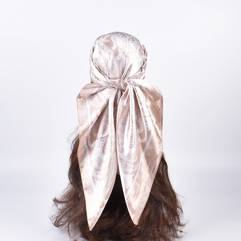 Spring and summer new fashion retro cashew nut pattern printing 90 * 90 satin large square scarf silk scarf