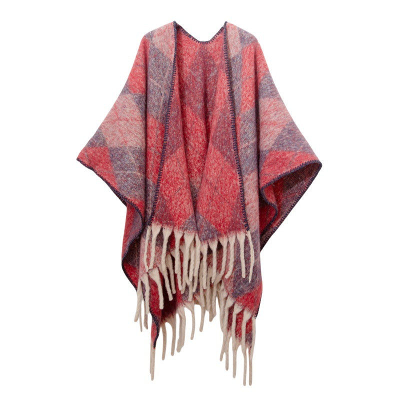 Shawl 2025 new European and American autumn and winter circle yarn imitation mohair thickened jacquard shawl