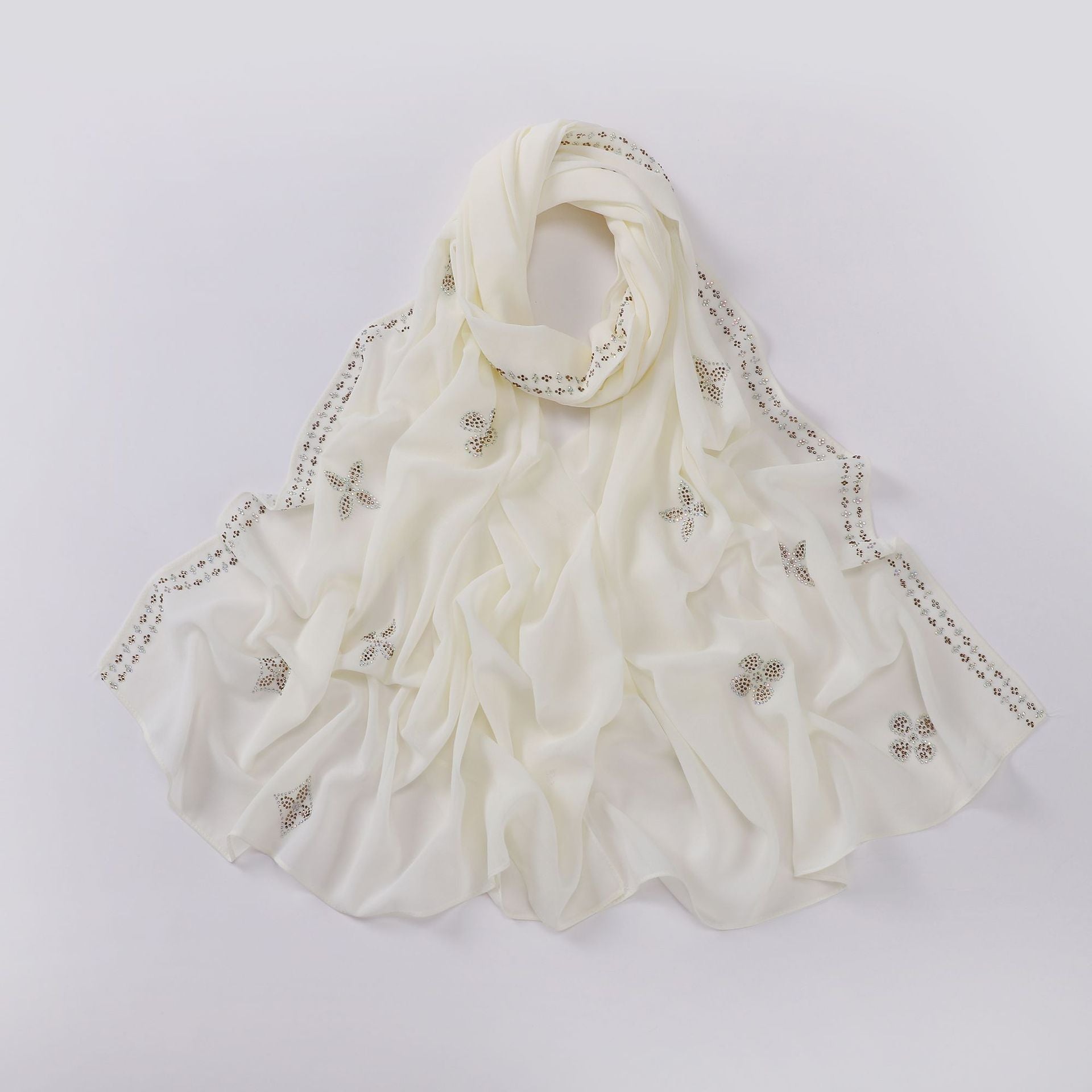 New pearl chiffon long towel boutique hot diamond yarn Middle East and Africa headscarf hijab