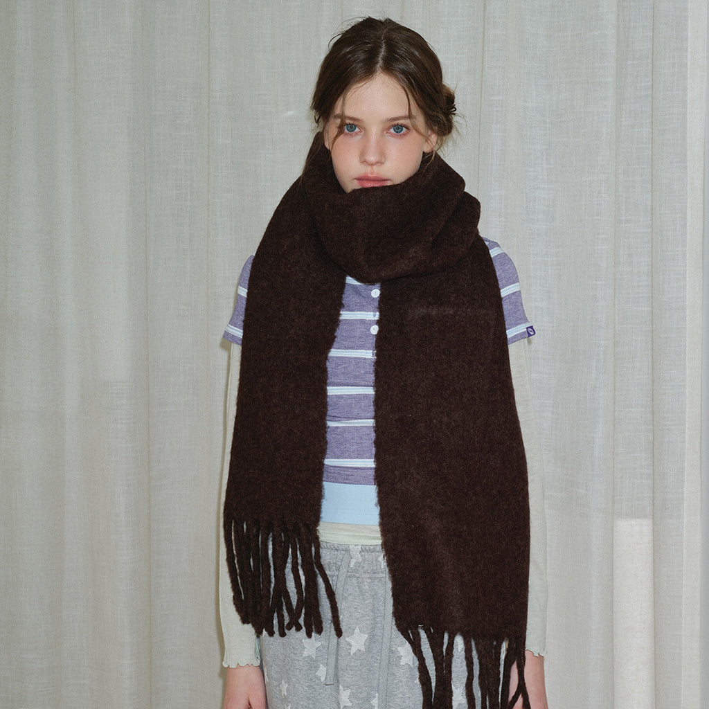 U's same style contains 32 wool solid color scarf for women, soft retro green wool in winter, ins atmosphere to increase the scarf