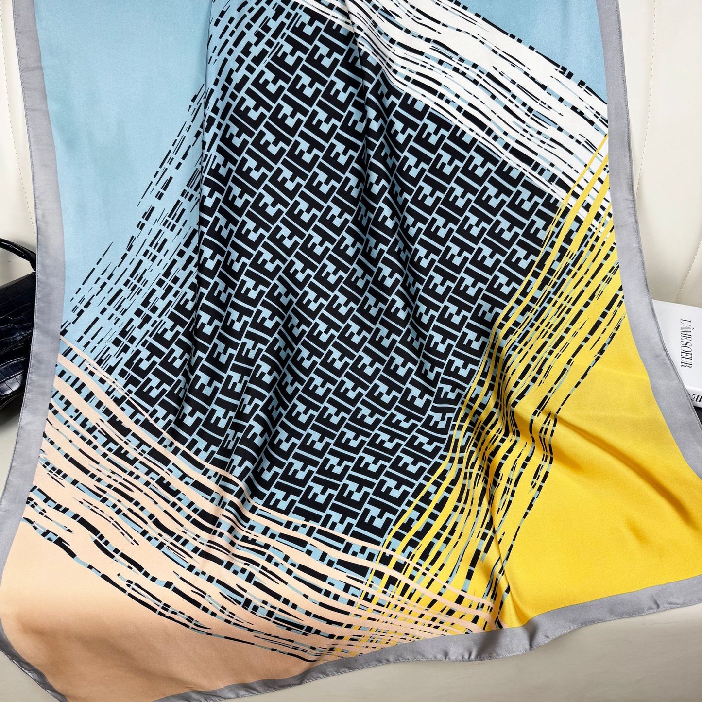 Fashion versatile gradual change color beautiful brocade long silk scarf, temperament women travel vacation sunscreen shawl headscarf