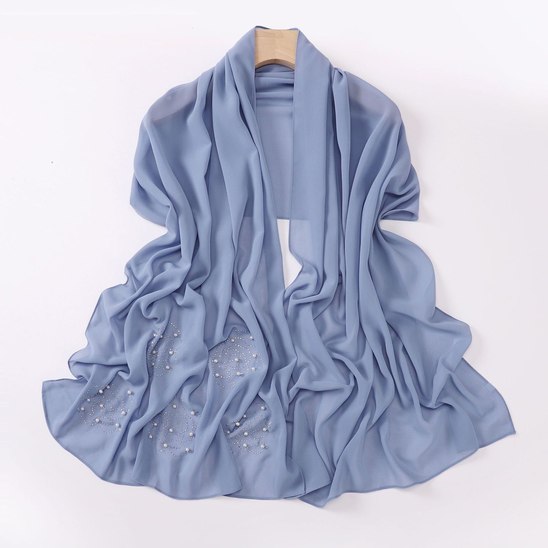 New big rose hot diamond beads pearl chiffon long scarf Middle East and Africa headscarf