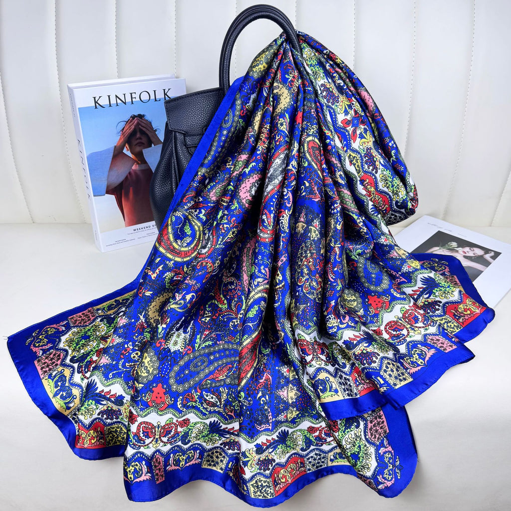 Fashion versatile Innesian women's head scarf, imitation silk thin travel and vacation shawl