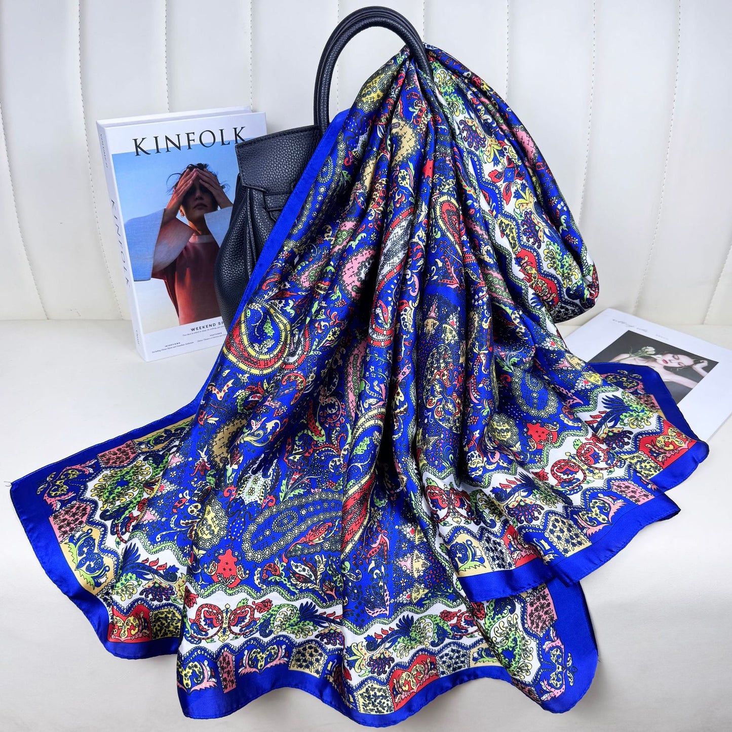 Fashion versatile Innesian women's head scarf, imitation silk thin travel and vacation shawl