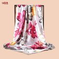 Spring new fashionable versatile large shawl imitation silk flower printing silk scarf head scarf 90-color square scarf