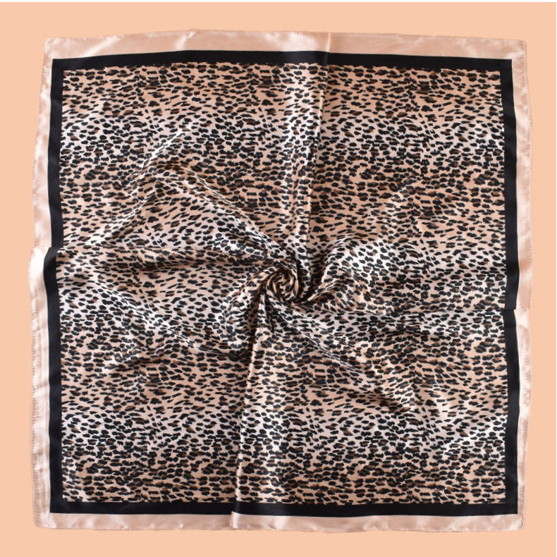 New 90 satin classic gradual change color leopard print printed square scarf with sunscreen bag head silk scarf decorative scarf