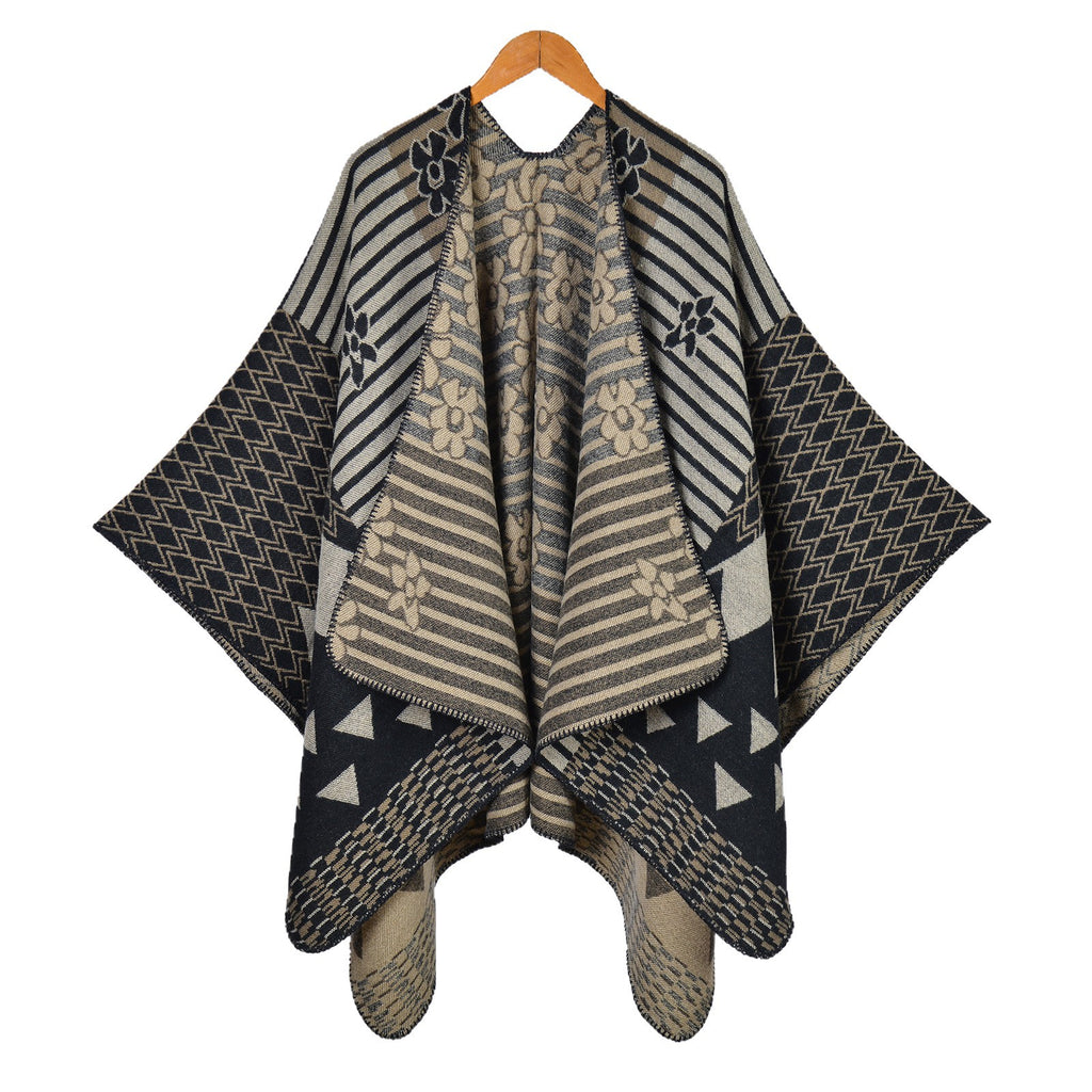 The new women's thermal shawl is simple and fashionable. It is cold-proof and warm when going out in autumn and winter. The outer cape is spot shawl.