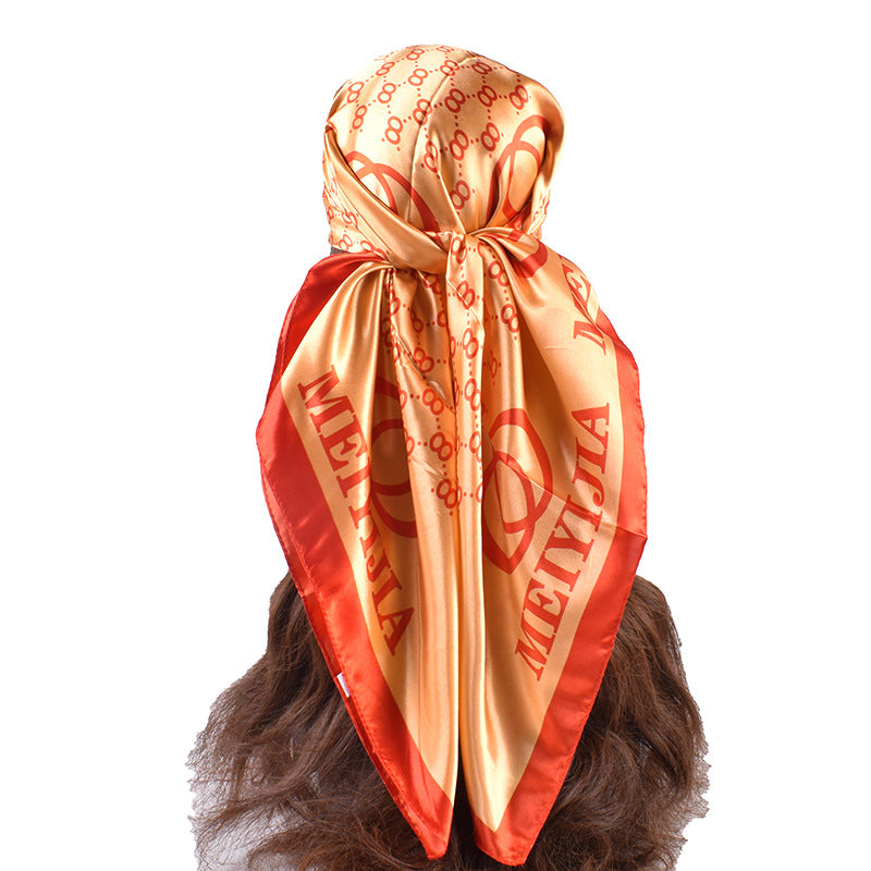 New fashionable ring letter pattern printing 90-color square towel, headscarf