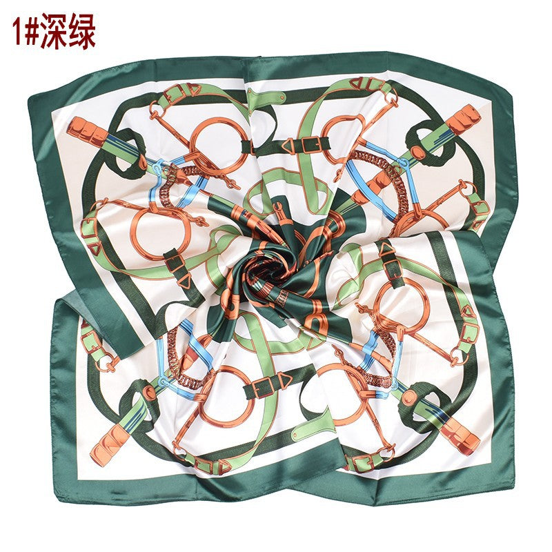 New fashionable ring chain buckle pattern printing high-quality 90 * 90 color square towel