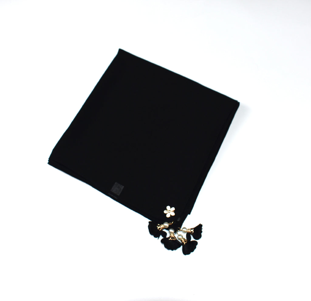 New solid color pearl chiffon square scarf 90 headscarf ins small fresh silk scarf yarn hijab