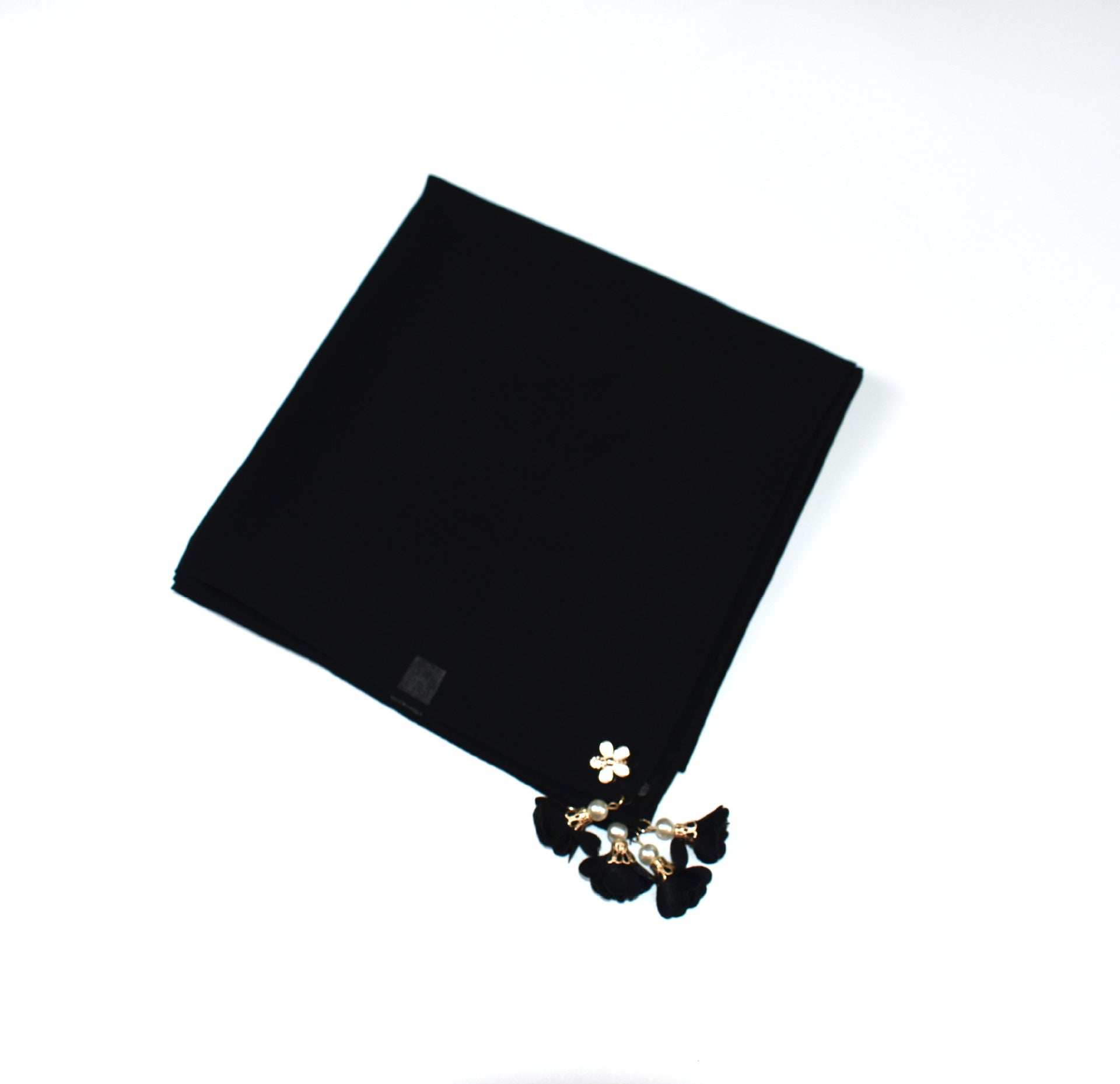 New solid color pearl chiffon square scarf 90 headscarf ins small fresh silk scarf yarn hijab