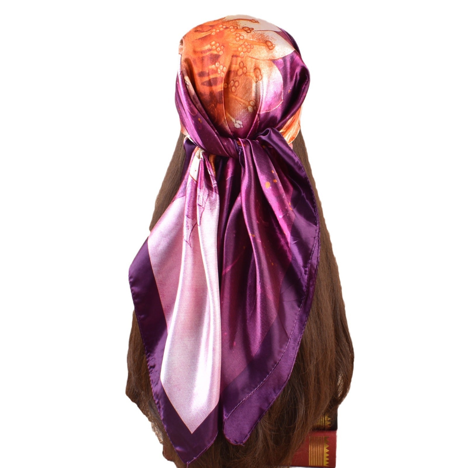 New 90cm satin, flower printed large square scarf with sunscreen, head silk scarf decoration, scarf.