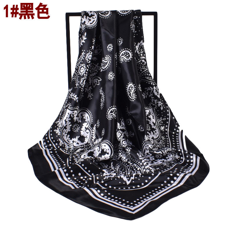 Spring new retro paisley pattern printed 90cm square silk scarf, European and American fashion scarf