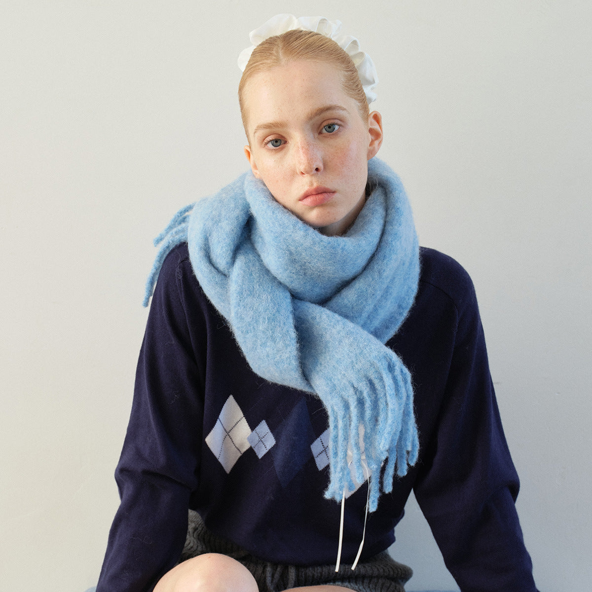 42% Alpaca Peru Alpaca Hair Scarf Women's Winter Solid Color Light and Warm Wool Scarf Alpaca