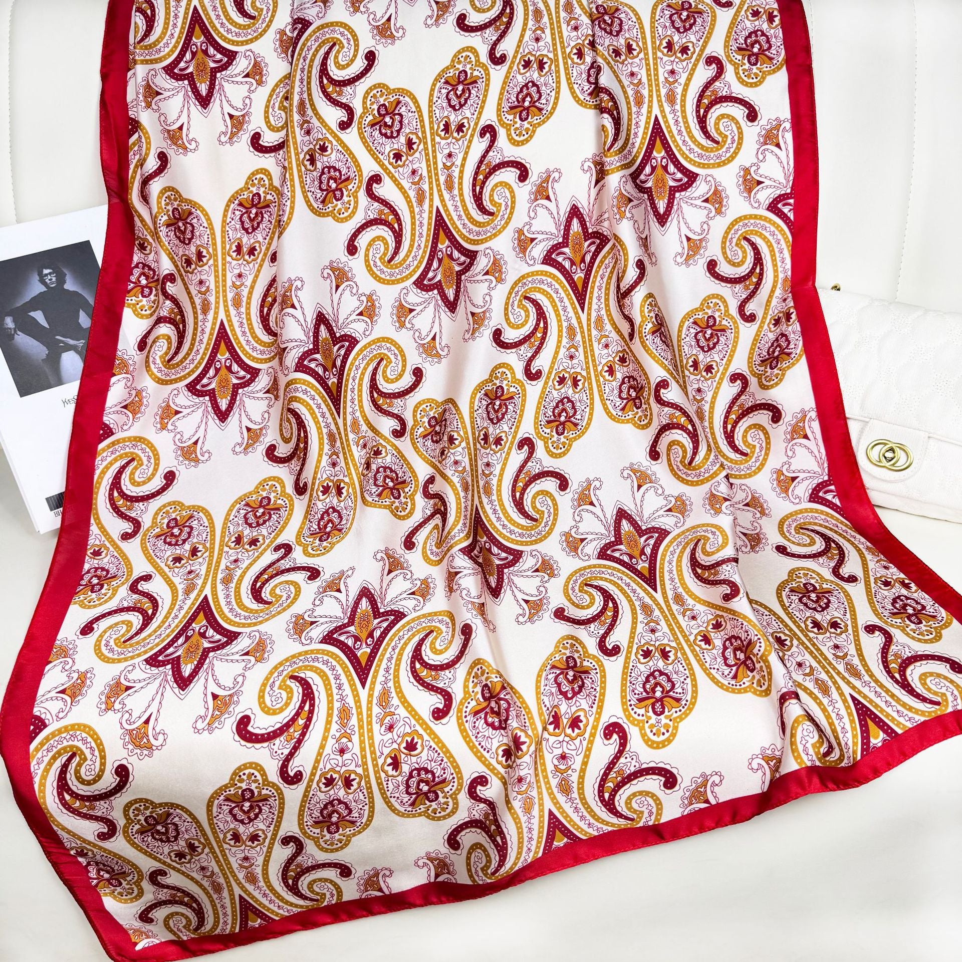 Fashion versatile Innesian women's head scarf, imitation silk thin travel and vacation shawl